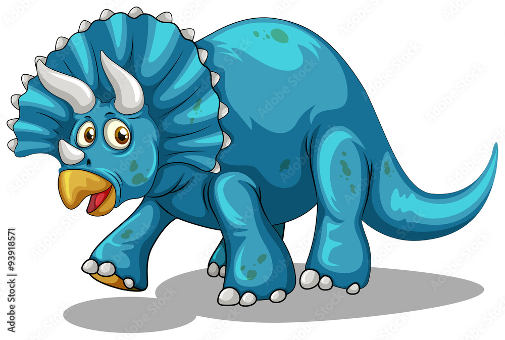 Obraz premium Blue dinosaur with horns