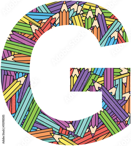 Letter G on color crayons background