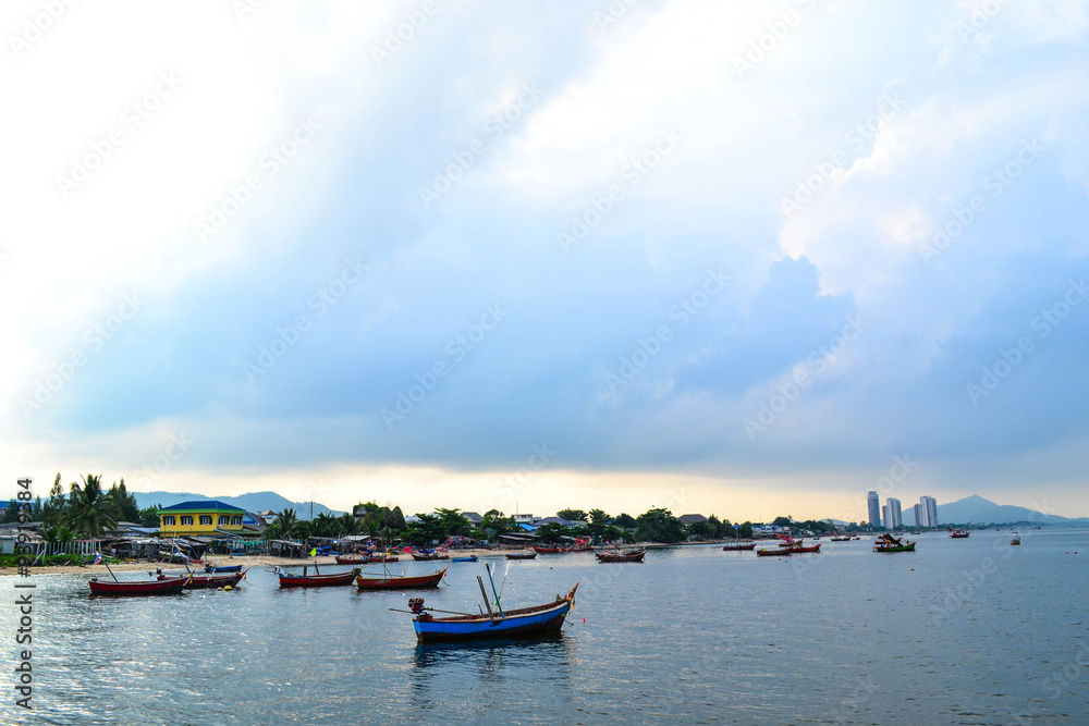 Fishing boat with cloudy sky