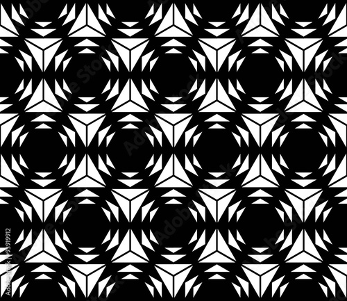 Vector modern seamless sacred geometry pattern hexagon, black and white abstract geometric background, trendy print, monochrome retro texture, hipster fashion design