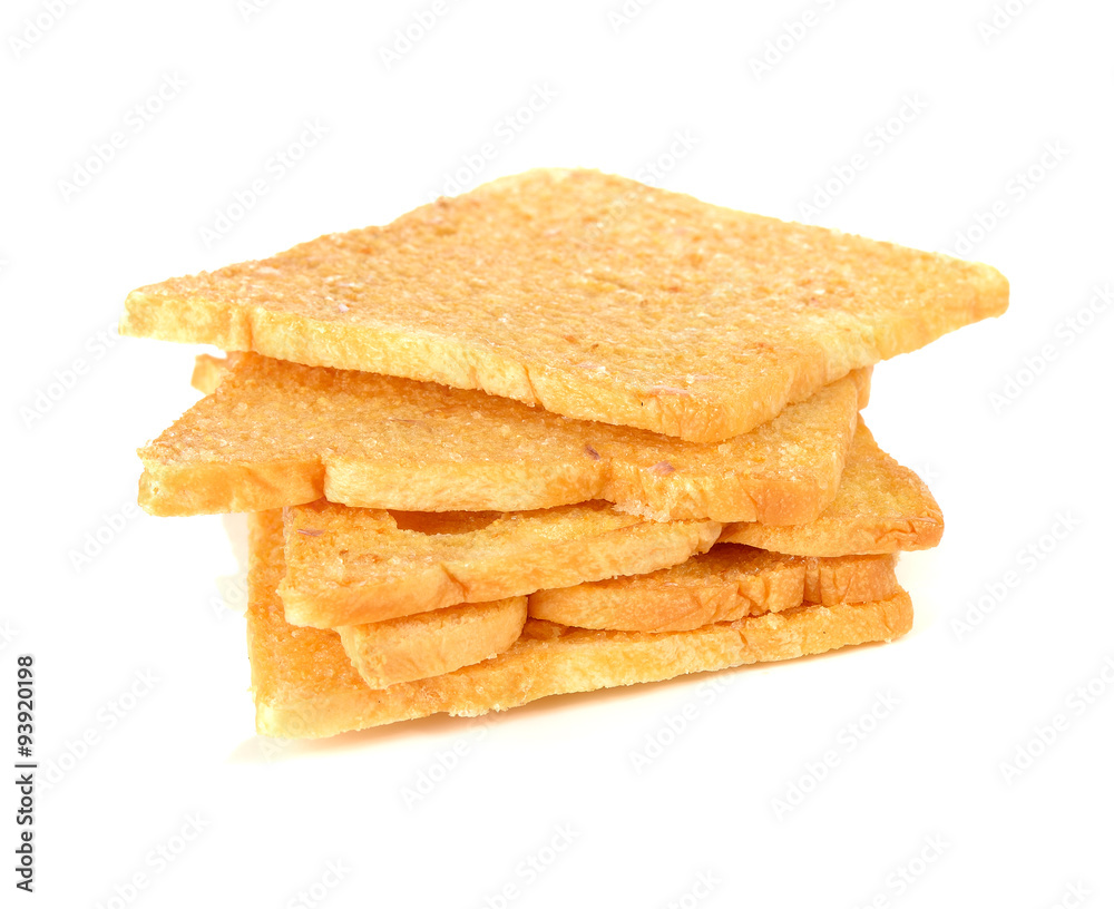 Crispy bread and butter on white Crispy bread and butter on white