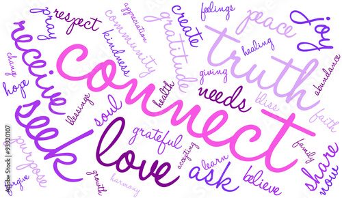 Connect Word Cloud On a White Background. 