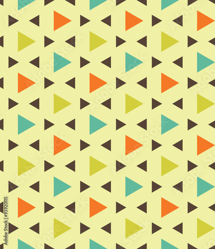 Vector modern seamless colorful geometry pattern triangle polygon, color blue orange green abstract geometric background, trendy multicolored print, retro texture, hipster fashion design