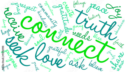 Connect Word Cloud On a White Background. 