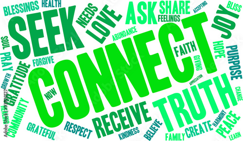 Connect Word Cloud On a White Background. 