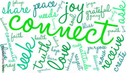 Connect Word Cloud On a White Background. 