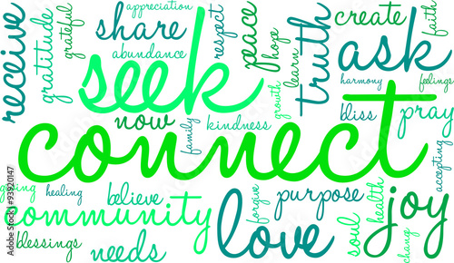 Connect Word Cloud On a White Background. 