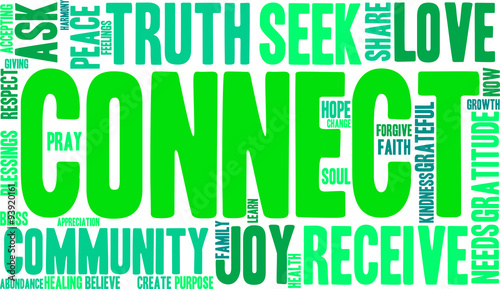 Connect Word Cloud On a White Background. 