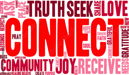 Connect Word Cloud On a White Background. 