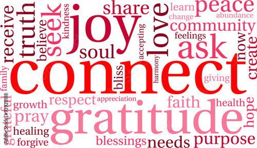 Connect Word Cloud On a White Background. 