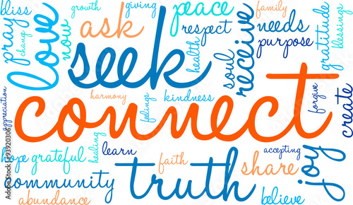 Connect Word Cloud On a White Background. 