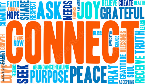 Connect Word Cloud On a White Background. 