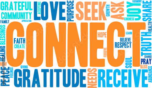 Connect Word Cloud On a White Background. 