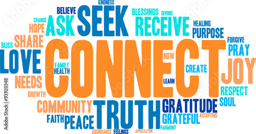 Connect Word Cloud On a White Background. 