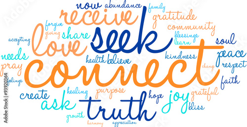 Connect Word Cloud On a White Background. 