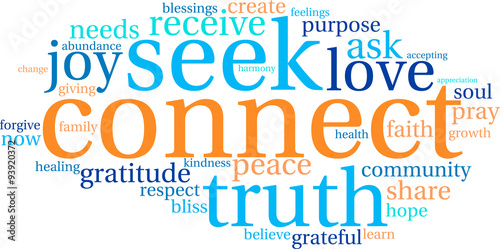 Connect Word Cloud On a White Background. 