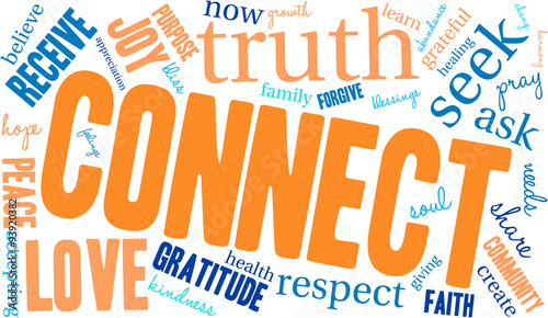 Connect Word Cloud On a White Background. 