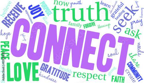 Connect Word Cloud On a White Background. 