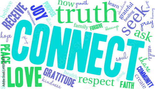 Connect Word Cloud On a White Background. 