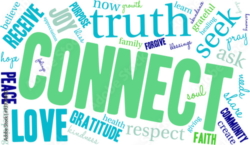 Connect Word Cloud On a White Background. 