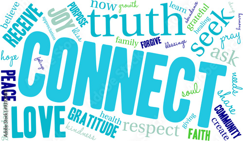 Connect Word Cloud On a White Background. 