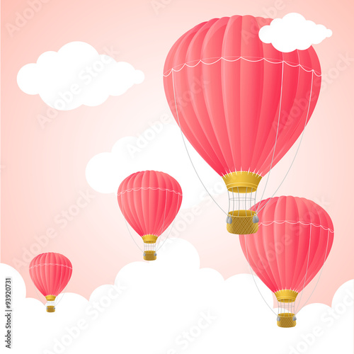 Pink Hot Air Card. Vector