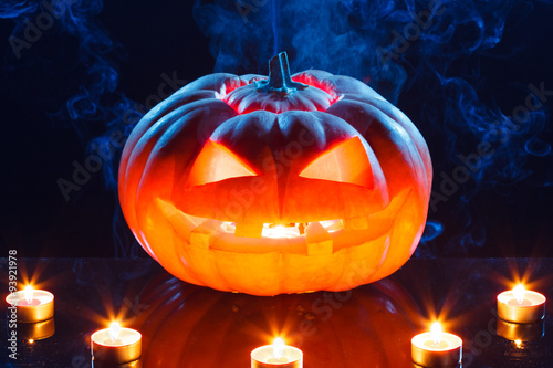 Halloween pumpkin with candlelight