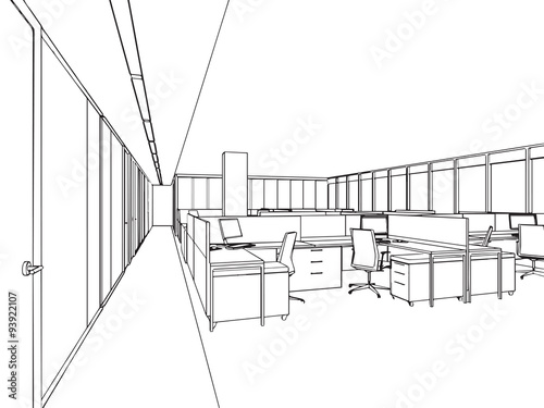 interior office outline drawing sketch