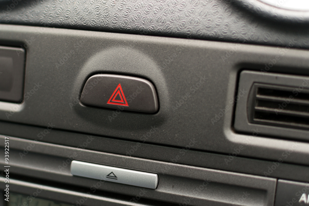 Car Interior with Hazard Light Symbol