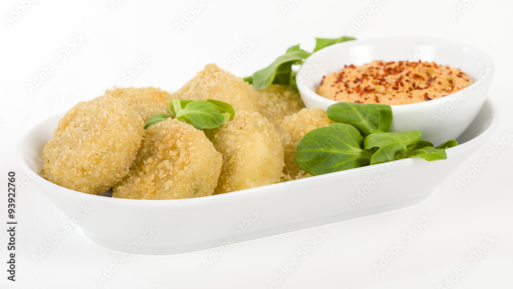 Deep Fried Cheese - Breaded and deep fried cheese served with dipping sauce.
Deep Fried Cheese - Breaded and deep fried cheese served with dipping sauce.