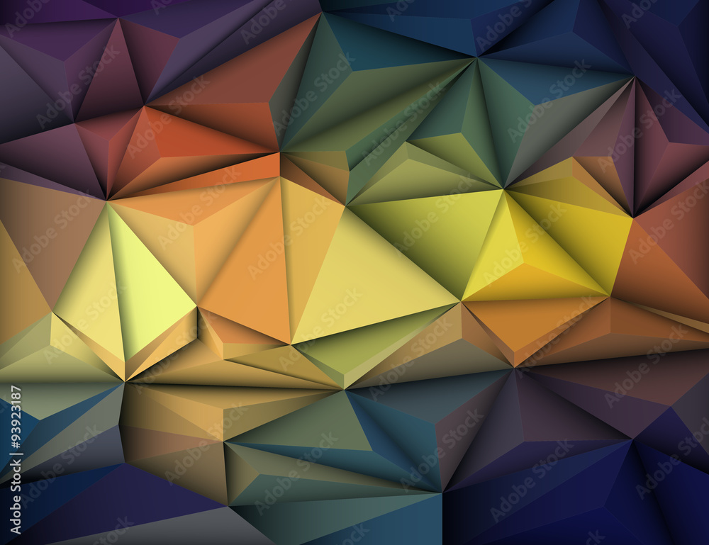 Vector illustration Abstract 3D Geometric, Polygonal, Triangle pattern shape and multicolored,blue, purple, yellow and green background Vector illustration Abstract 3D Geometric, Polygonal, Triangle pattern shape and multicolored,blue, purple, yellow and green background