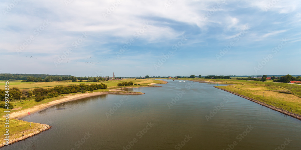 Panoramic view of the Dutch river Nederrijn