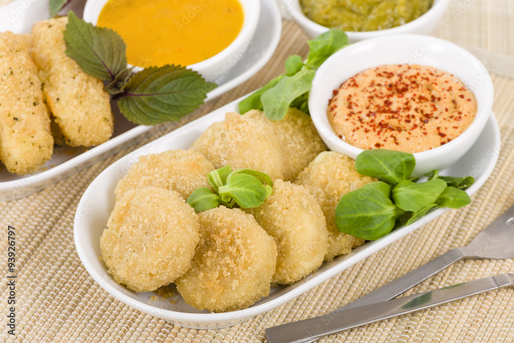 Deep Fried Cheese - Breaded and deep fried cheese served with dipping sauce.
Deep Fried Cheese - Breaded and deep fried cheese served with dipping sauce.