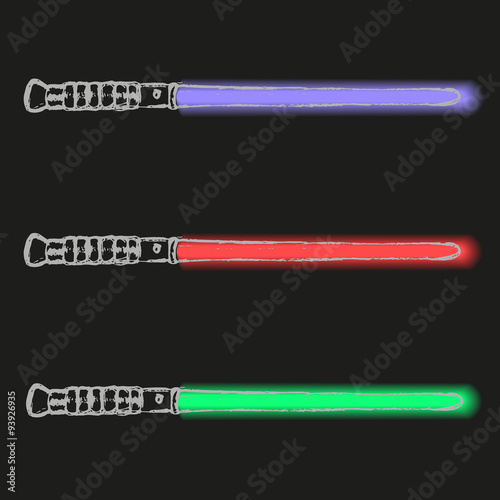 red blue and green light future swords doodle eps10