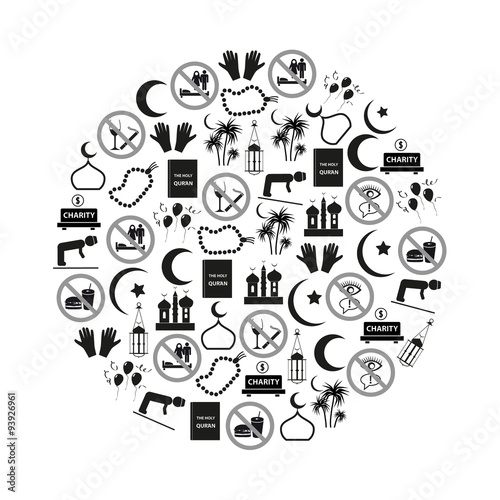 ramadan islam holiday icons set in circle eps10