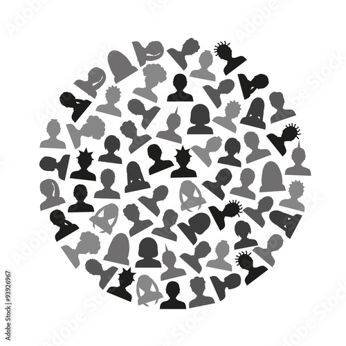 men and women head simple avatar icons in circle eps10
