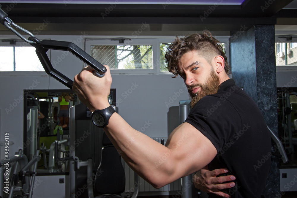 Bodybuilder training in the gym Bodybuilder training in the gym