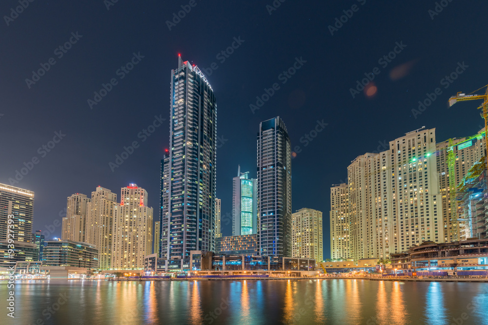 Fototapeta premium Dubai - AUGUST 9, 2014: Dubai Marina district on August 9 in UAE