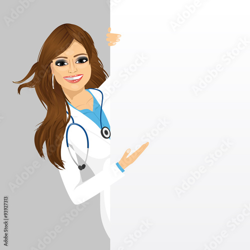 female doctor with a blank presentation board