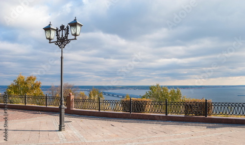 Embankment with a lantern of the Volga River in Ulyanovsk (Simbirsk) photo