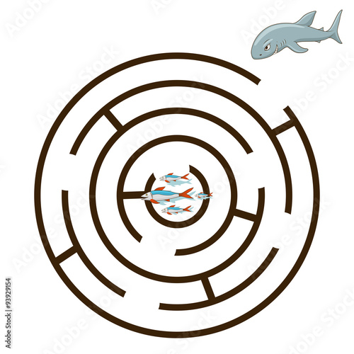 Game labyrinth find a way shark vector