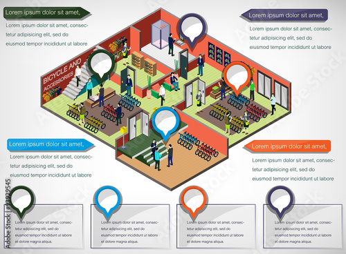 illustration of info graphic interior  room concept in isometric graphic
