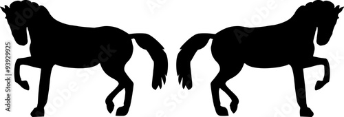 Silhouette of two horses