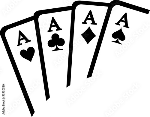 Playing cards aces winning