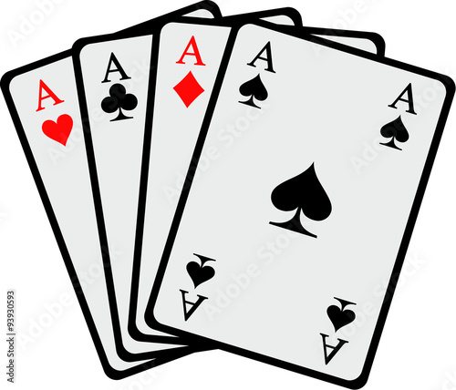 Winning hand Four aces playing cards