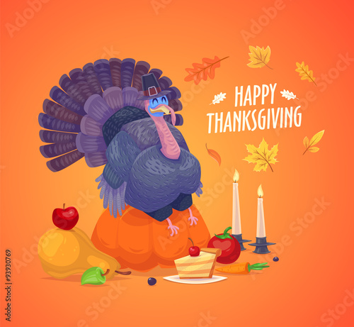 Beautiful, colorful illustration Happy Thanksgiving celebration