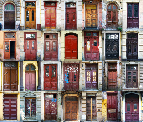 Canvas Print A colage of 28 vintage doors in Odessa, Ukraine