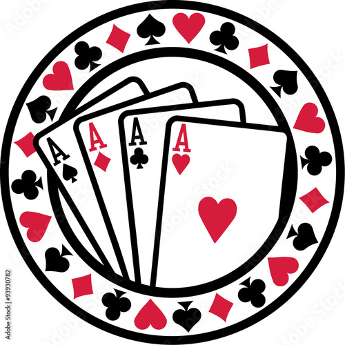 Poker badge with playing cards aces