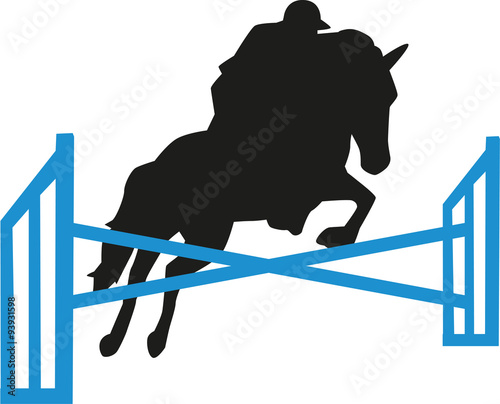 Show jumping obstacles horse and rider
