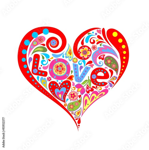 Colorful abstract heart with love